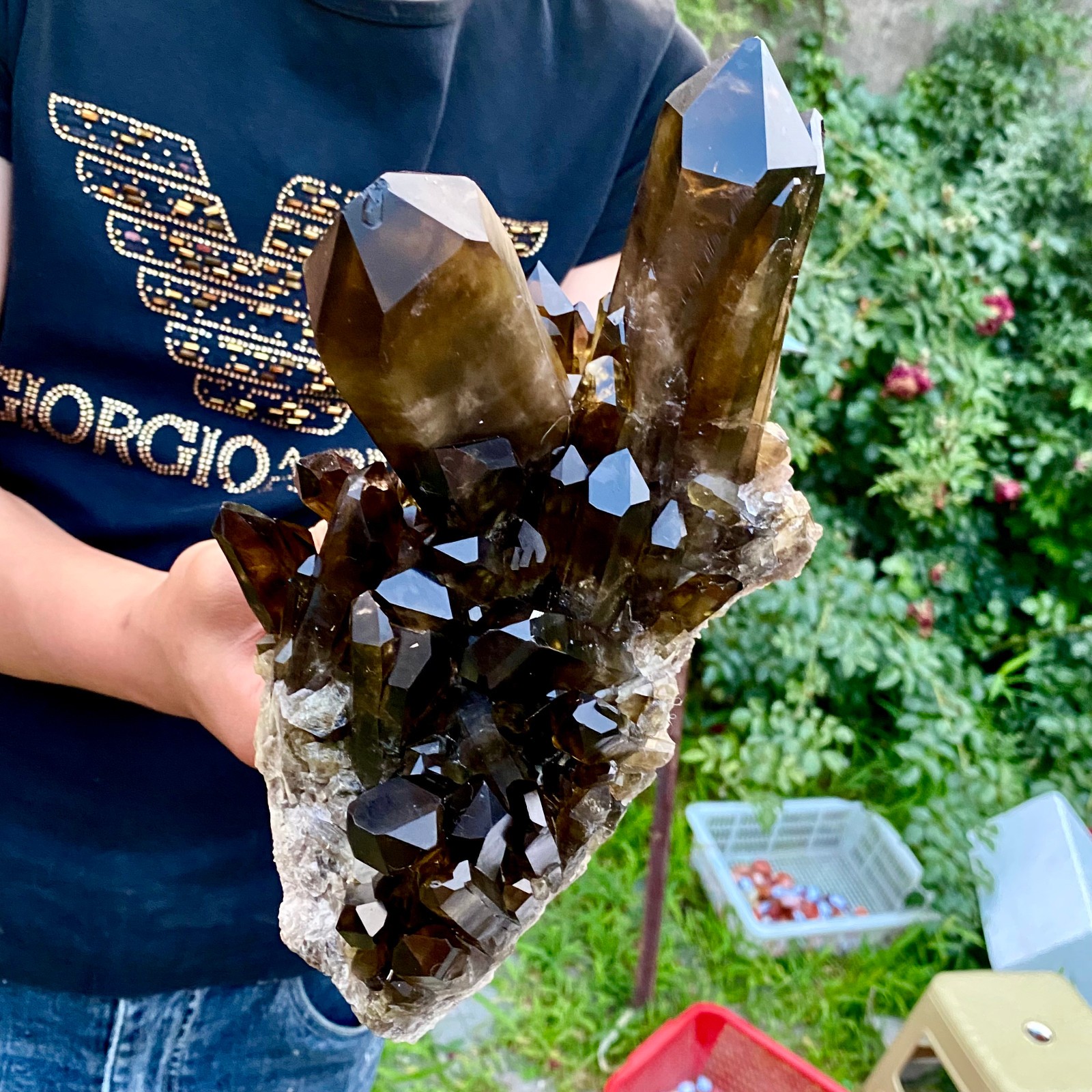 5.7LB Natural Tea black Crystal quartz Cluster Mineral Specimen Healing reiki