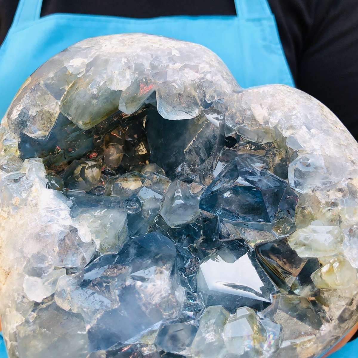 11.5LB Natural Egg Shape Blue Crystal Geode Healing Stone Mineral Specimen
