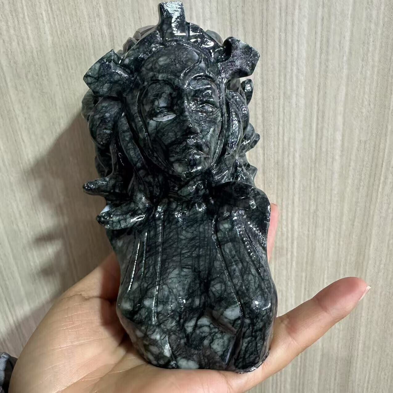 1.98LB natural hsiuyen jade engraving skull crystal healing energy gift