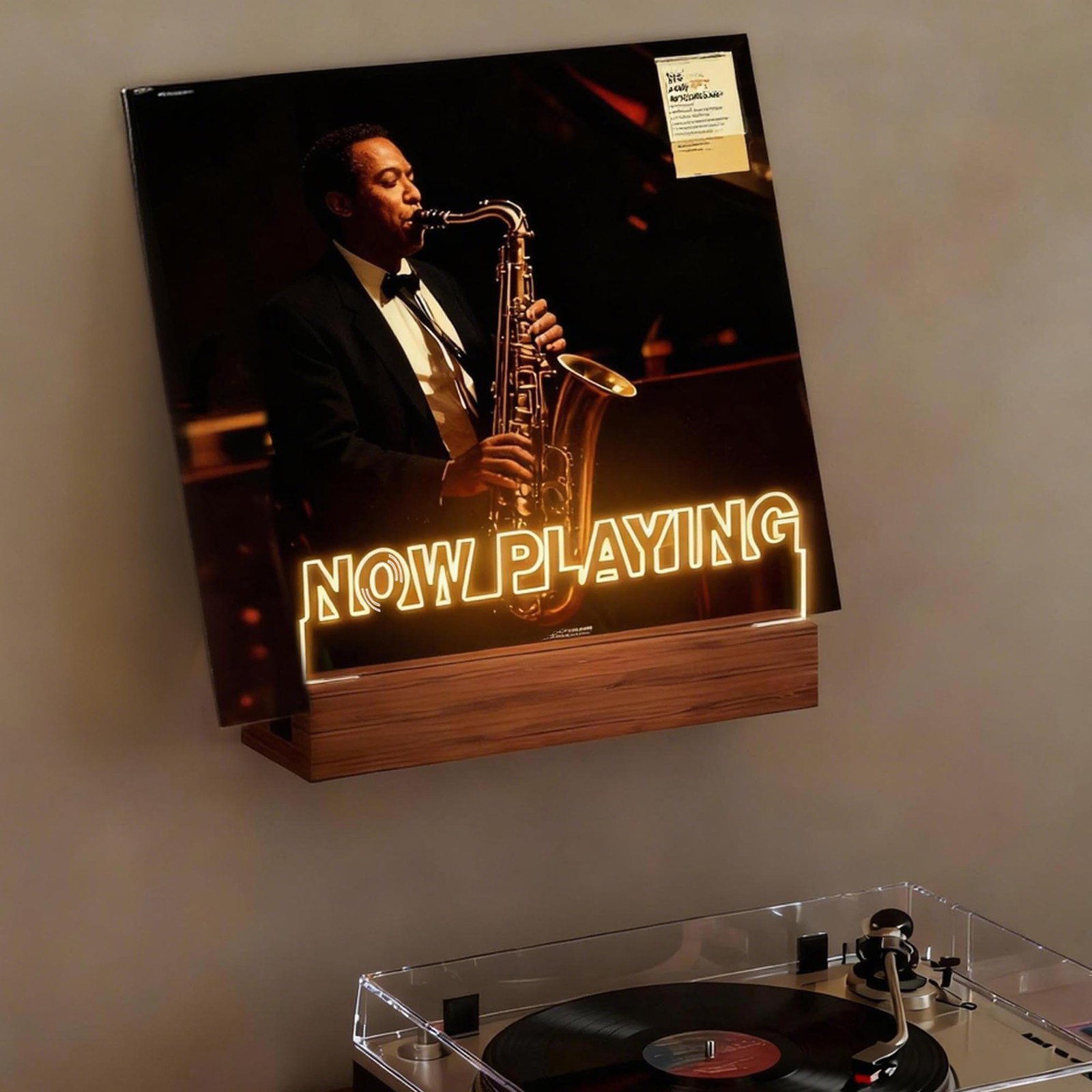 Wall Mount Vinyl Record Stand with 6.6ft Clear Cord & Adjustable Light, 5mm A…