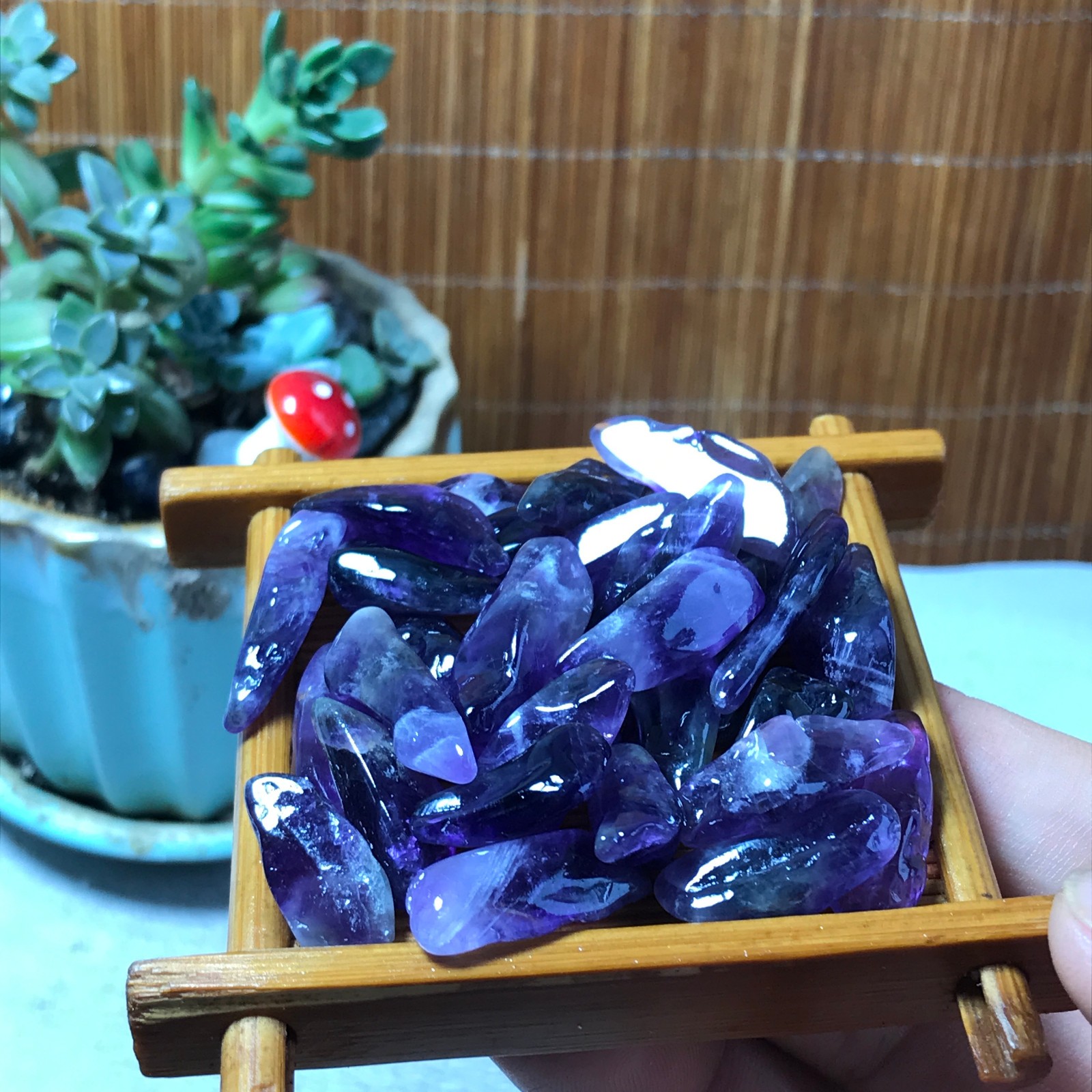 32pcs Natural Dreamy amethyst Crystal gemstone Polish Mineral Specimen 60g A6586