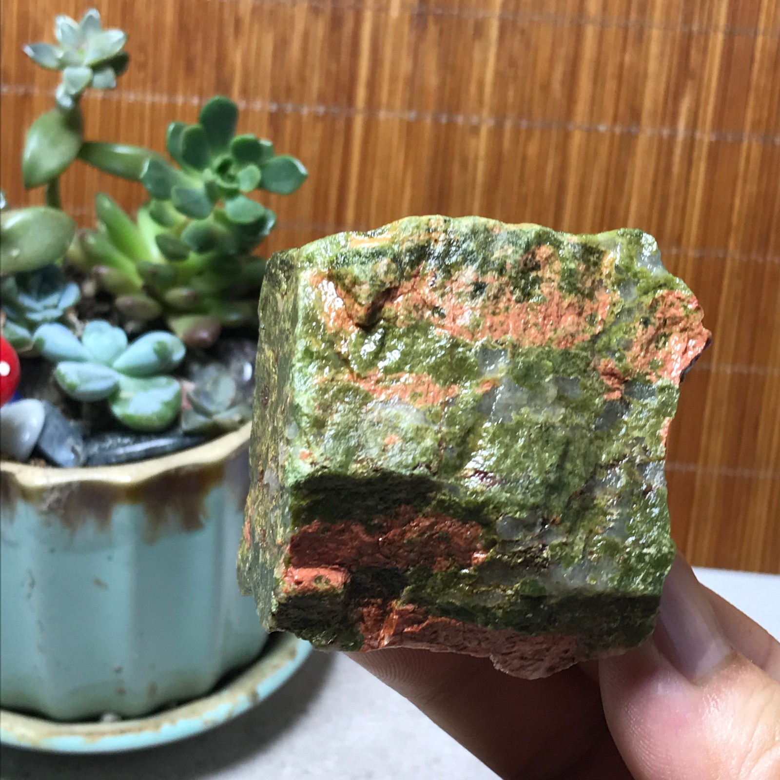 198g Natural Unakite Crystal gemstone Rough Mineral Specimen healing A6350