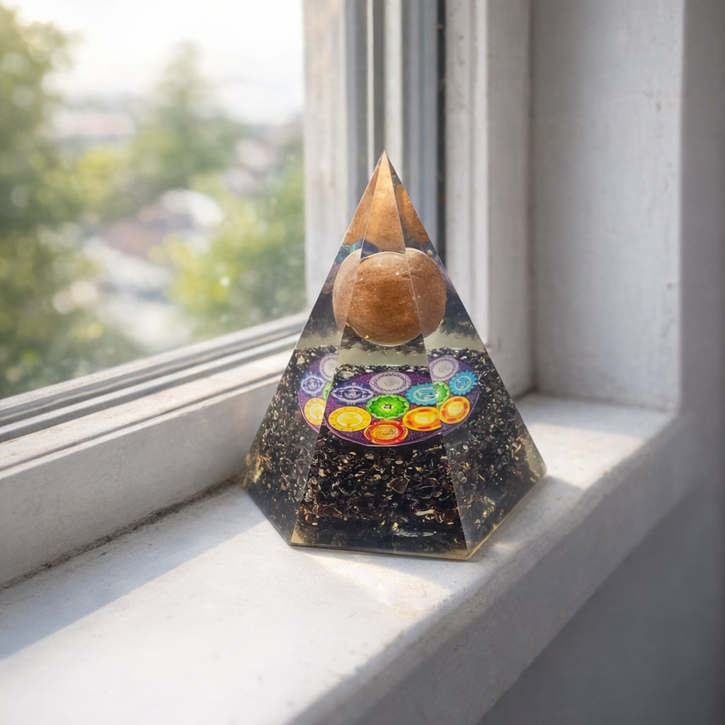 Handmade Garnet Orgone Pyramid – Chakra Healing Energy Tool for Protection