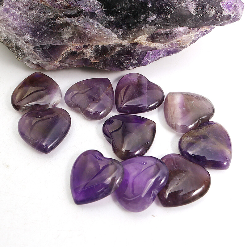 Natural Amethyst Healing Gem Stone Small Crystal Stone Heart 20x6mm 30pcs