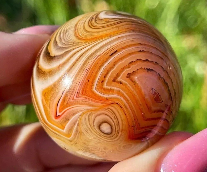 Sardonyx Sphere • Small Natural Crystal Ball Unique Stone Orb • Crystal Grids