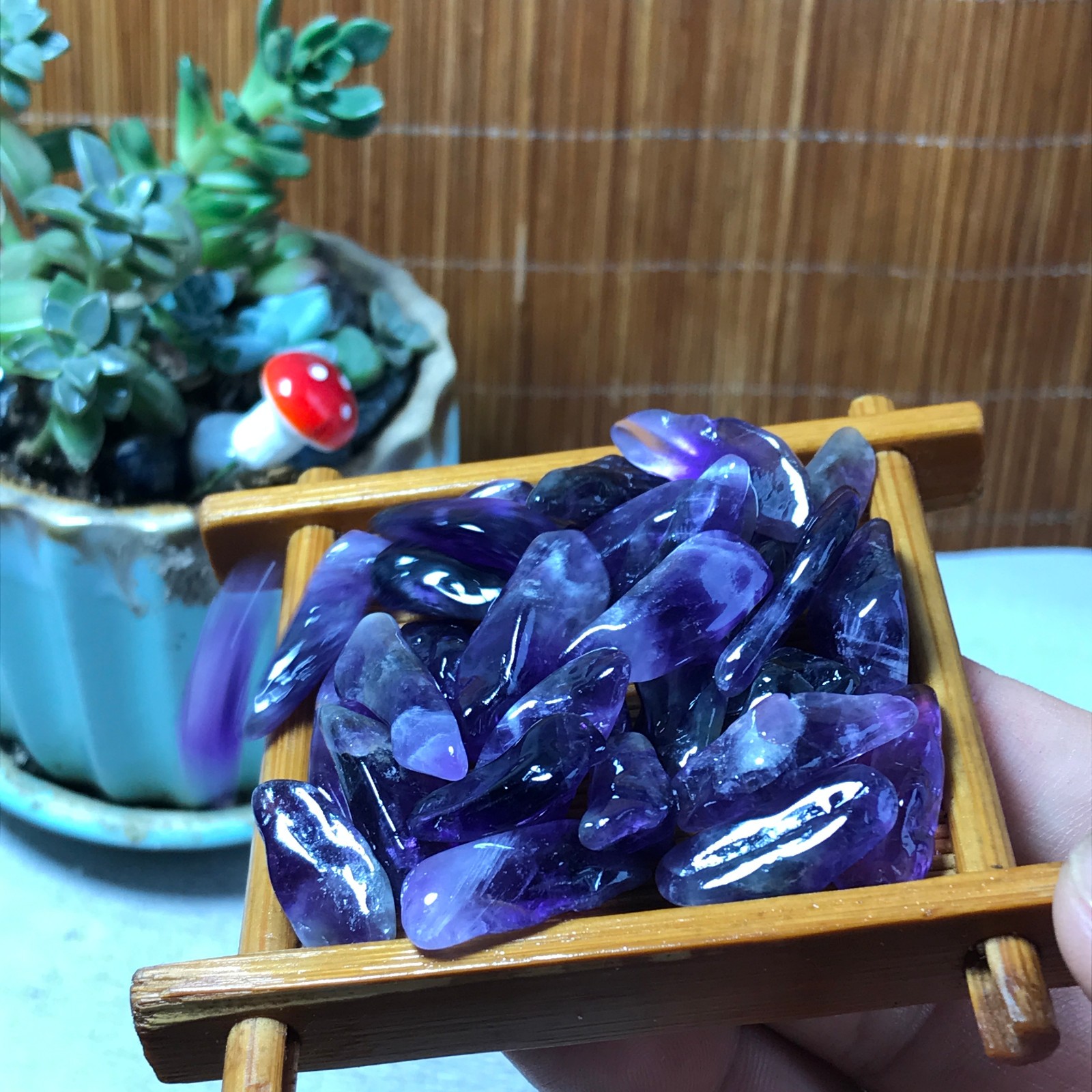 32pcs Natural Dreamy amethyst Crystal gemstone Polish Mineral Specimen 60g A6586