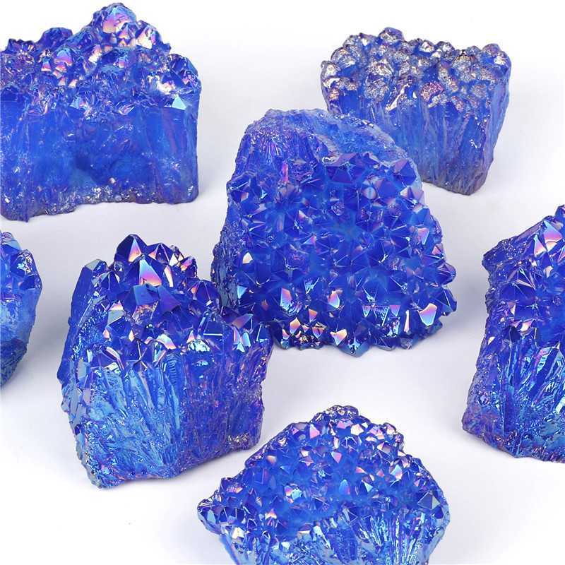 120g Natural Aura Blue Titanium Quartz Crystal Cluster VUG Specimen Rock Healing