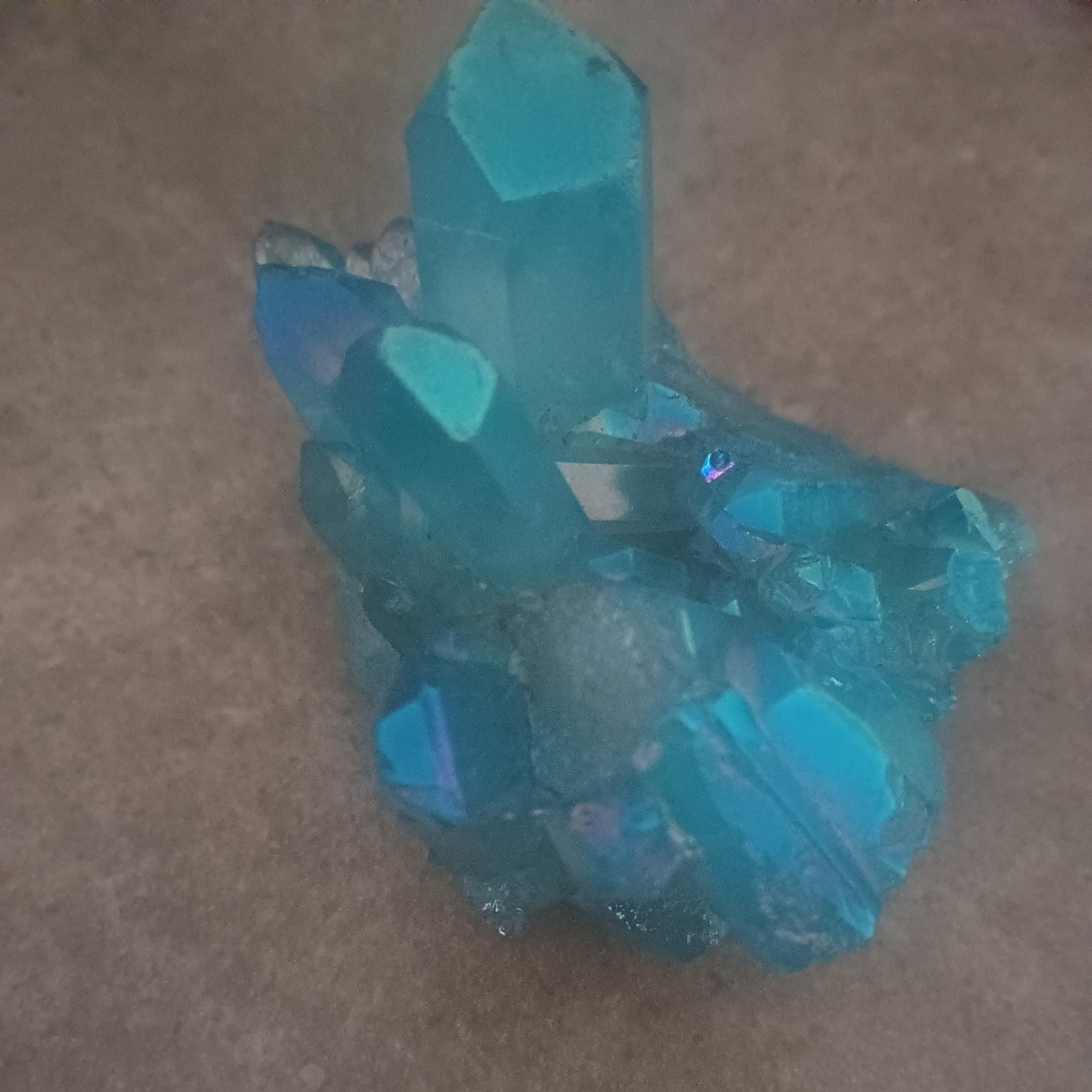 Aqua Aura Blue Quartz Titanium Cluster Mineral Specimen Healing Crystal 80-100g