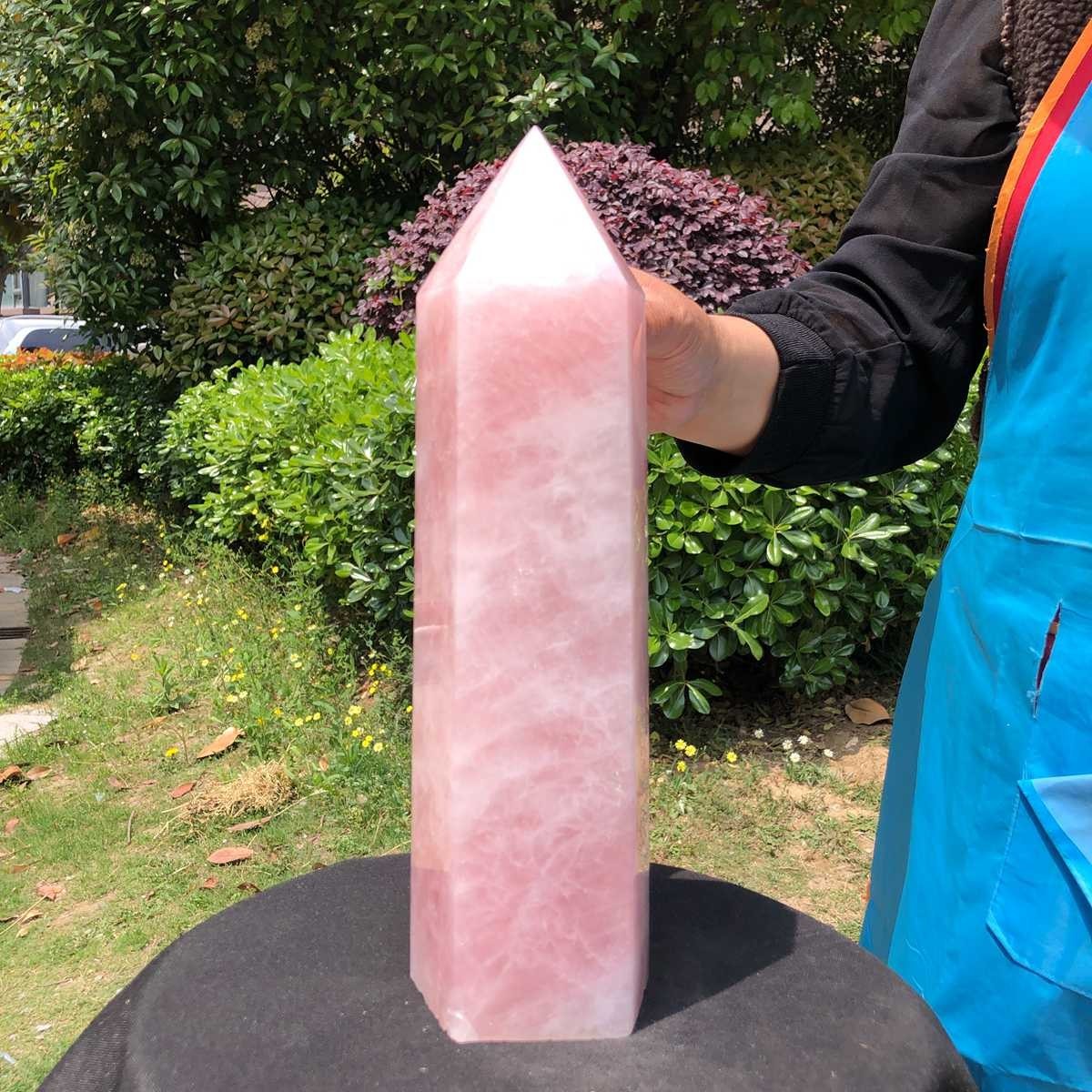 9.74LB Natural rose quartz obelisk pink crystal tower point healing decor