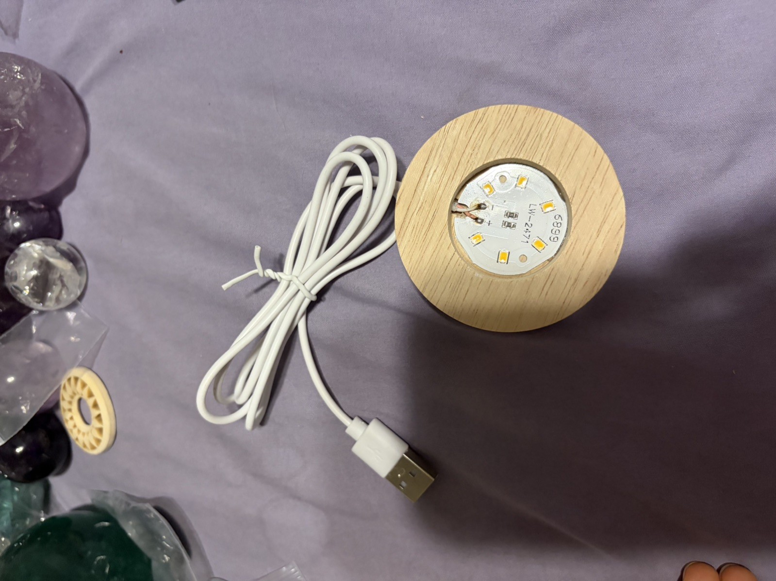 Wooden LED Light Base Display Stand for Acrylic Resin Crystal Sphere Glass Art