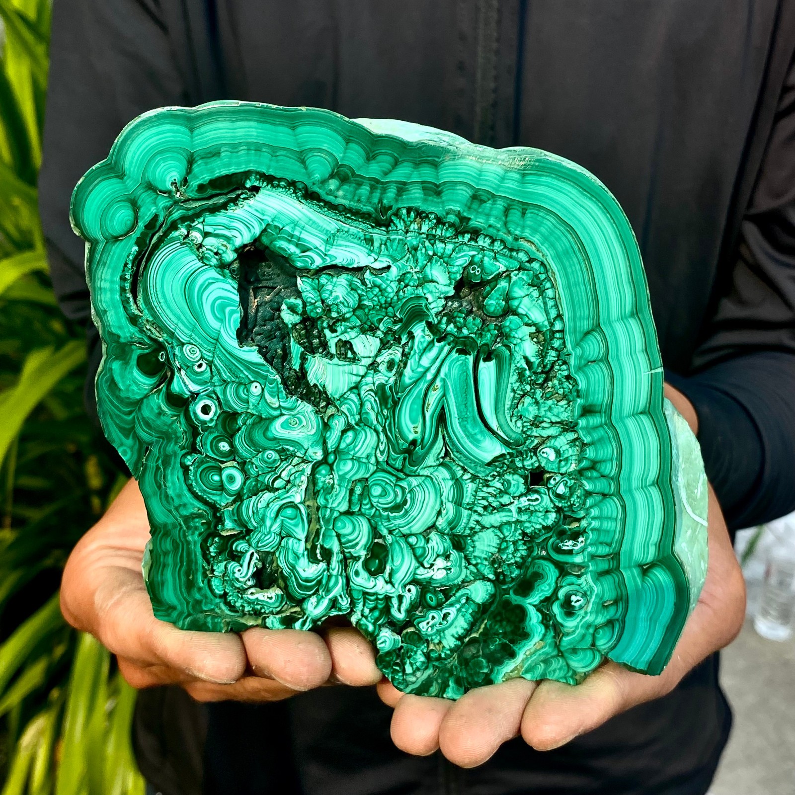 1.58LB Natural Green Malachite Crystal Flaky Pattern Ore Specimen Quartz Healing