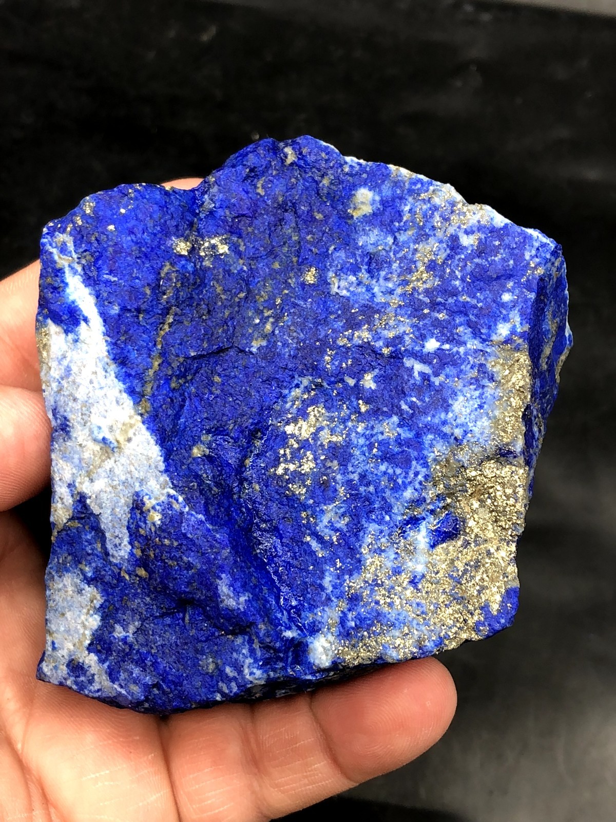 Natural Lapis Lazuli Rough 80mm Royal Blue Pyrite Crystal Mine Stone 564g J9…2