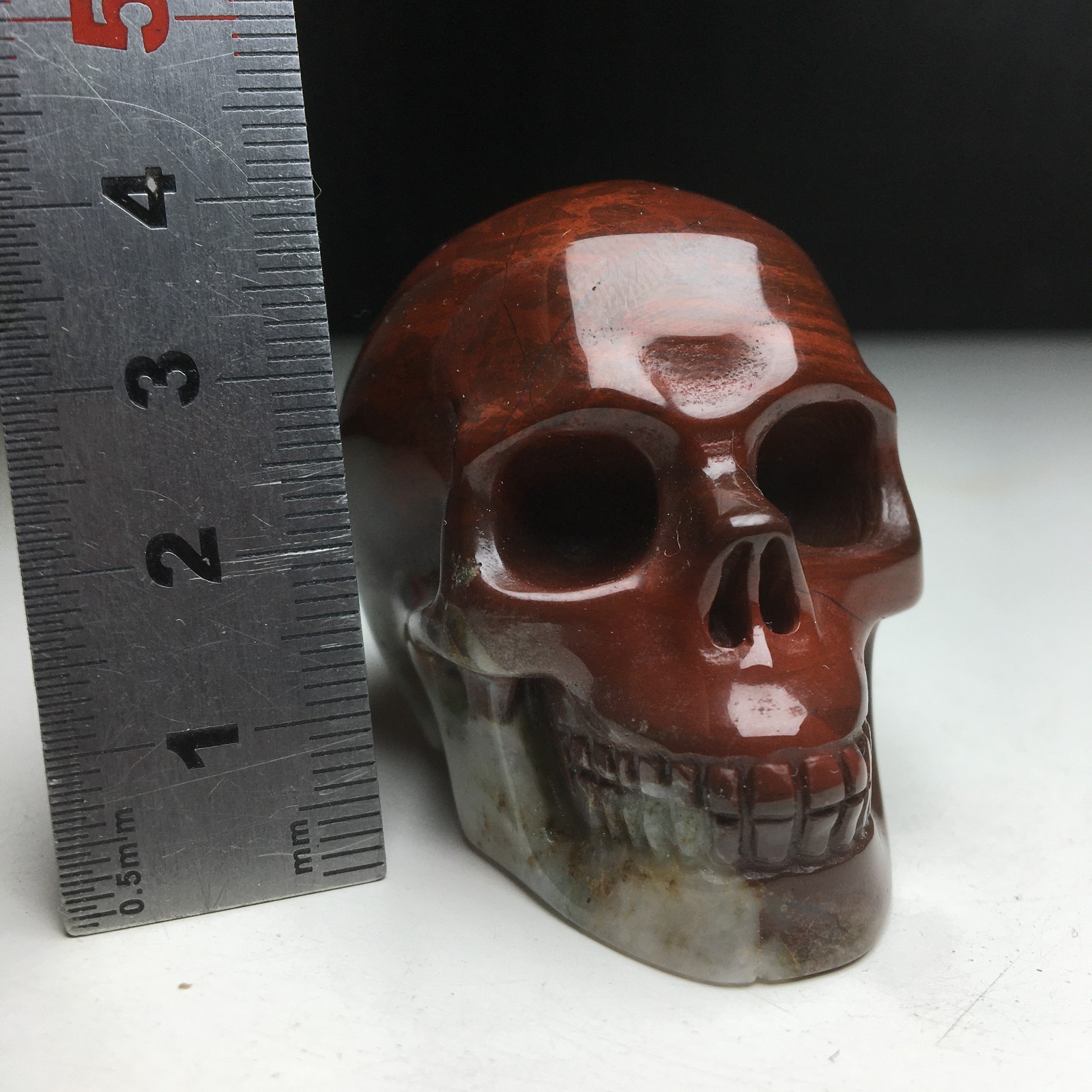 2.0”Natural Crystal Mineral Specimen.RED AGATE.Hand-carved SKULL.Statue.GIFT.CG
