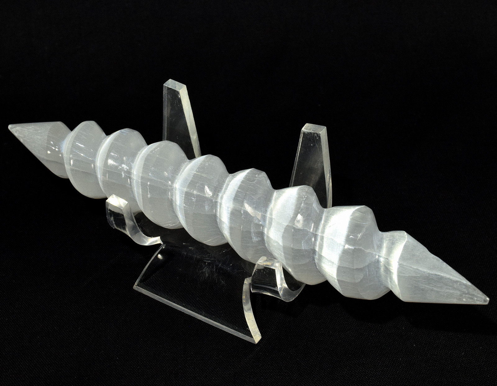 5.9″ Selenite Massage Wand Satin Spar Spiral-Shaped Mineral Stone Morocco (1PC)