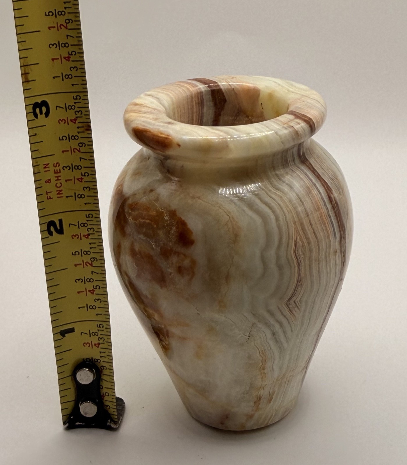 Banded Onyx Vase Pen Holder 3″ – Grounding Stone Desk Decor