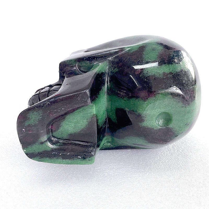 Mayan Style Healing Crystal Skull,4.9in Natural Ruby Zoisite Gemstone, Spiritual