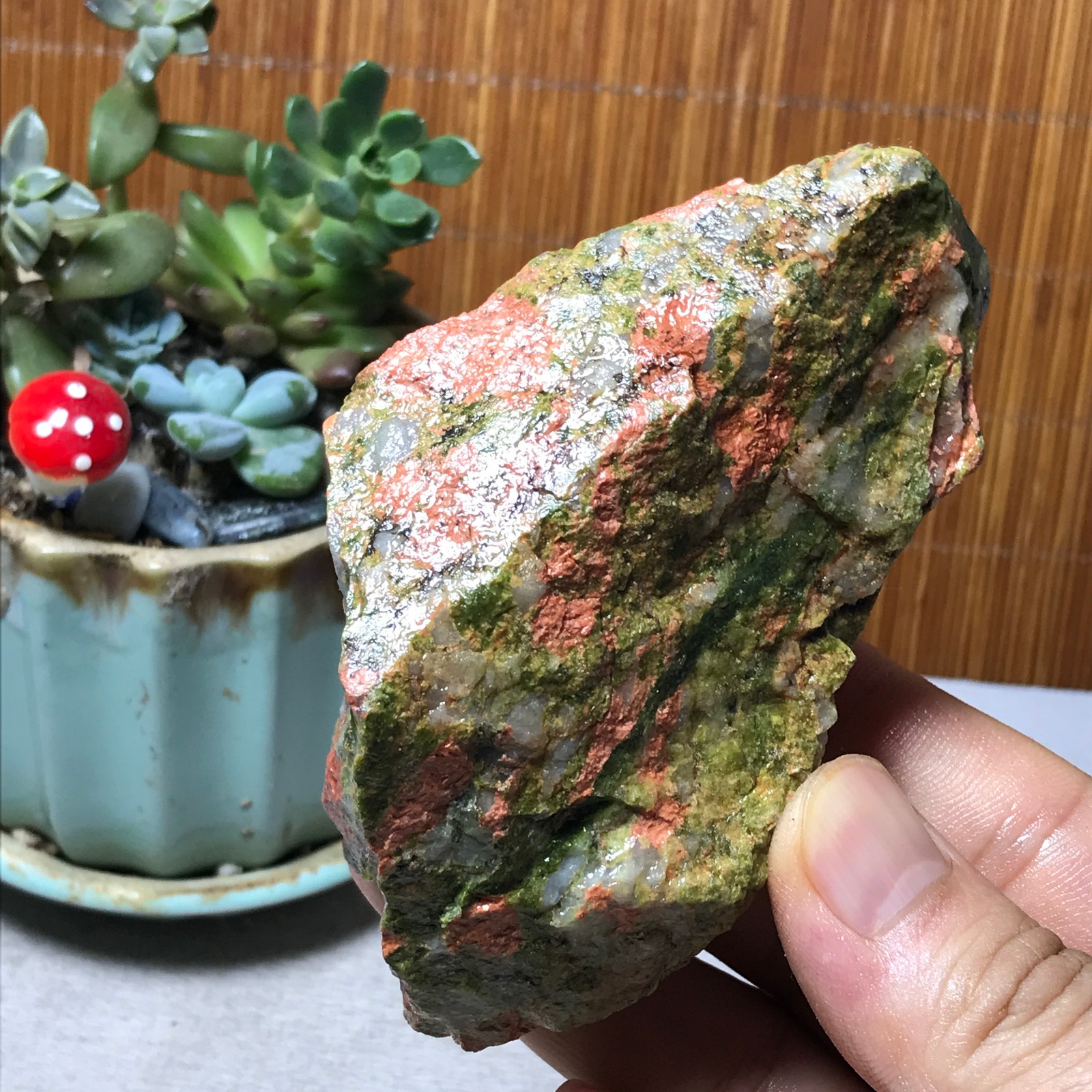 257g Natural Unakite Crystal gemstone Rough Mineral Specimen healing A6362