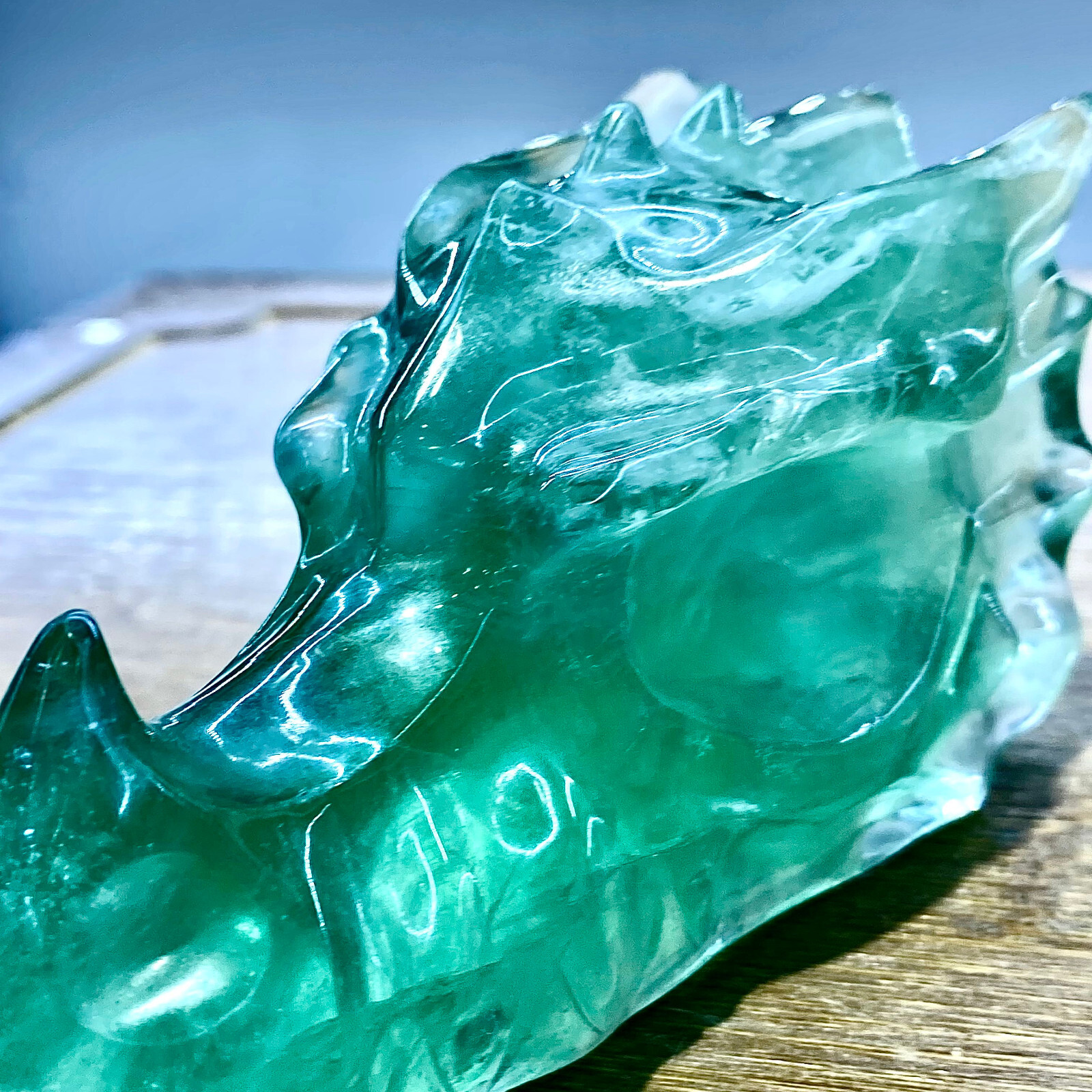 355G Natural fluorite quartz products, hand carved and polished spiritual orname