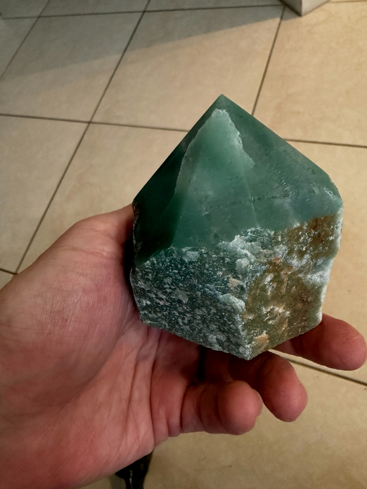 Green Aventurine Crystal Gemstone Six Sided Chiseled Point Specimen 335