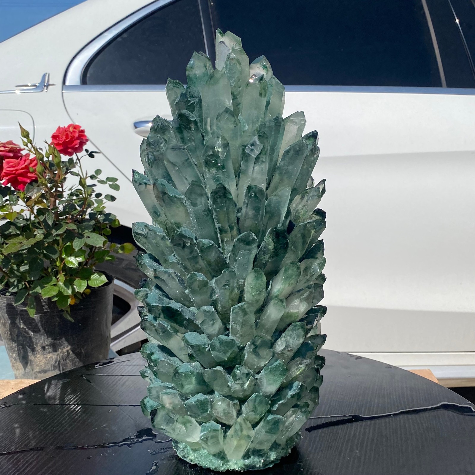 30LB Newly discovered green phantom quartz crystal cluster minerals