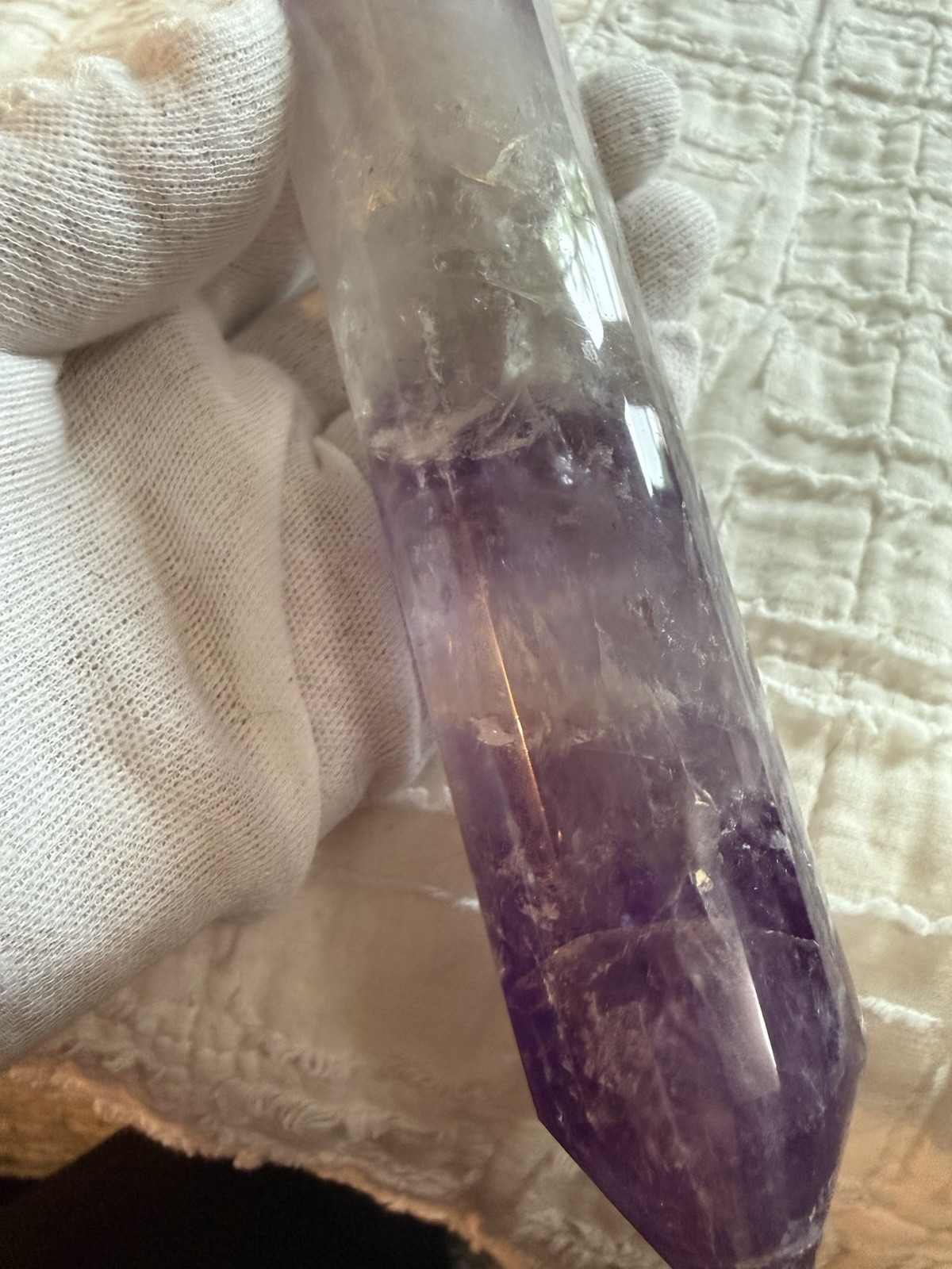 9-1/2in Amethyst Vogel Style 24-Sided Crystal Wand With Stand