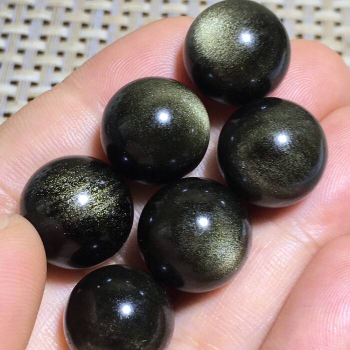 6pcs NATURAL CATS EYE OBSIDIAN QUARTZ CRYSTAL SPHERE BALL RARE 20mm