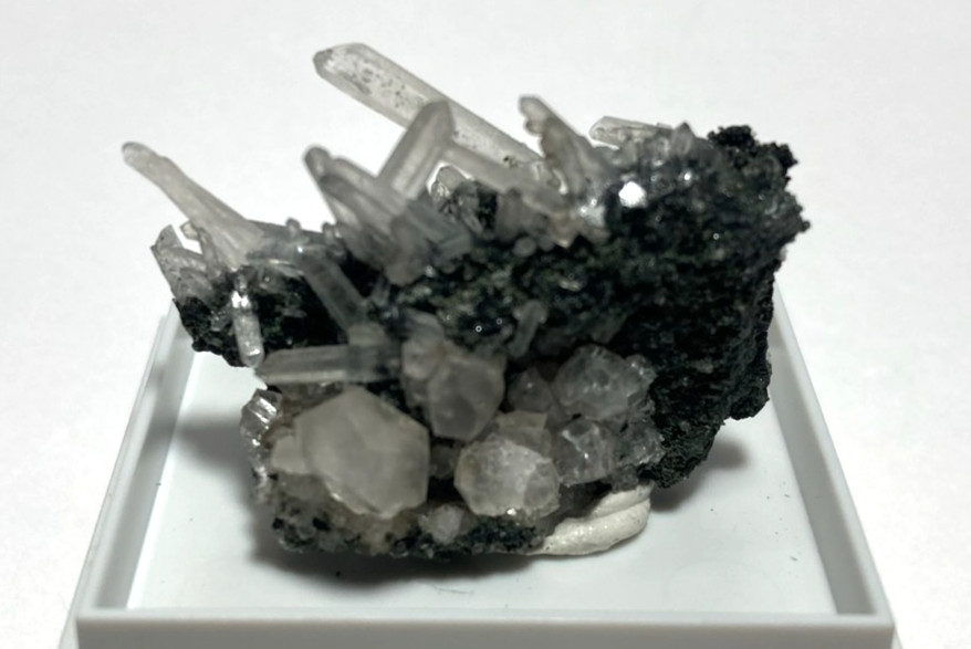 Quartz needles and Calcite Thumbnail from China