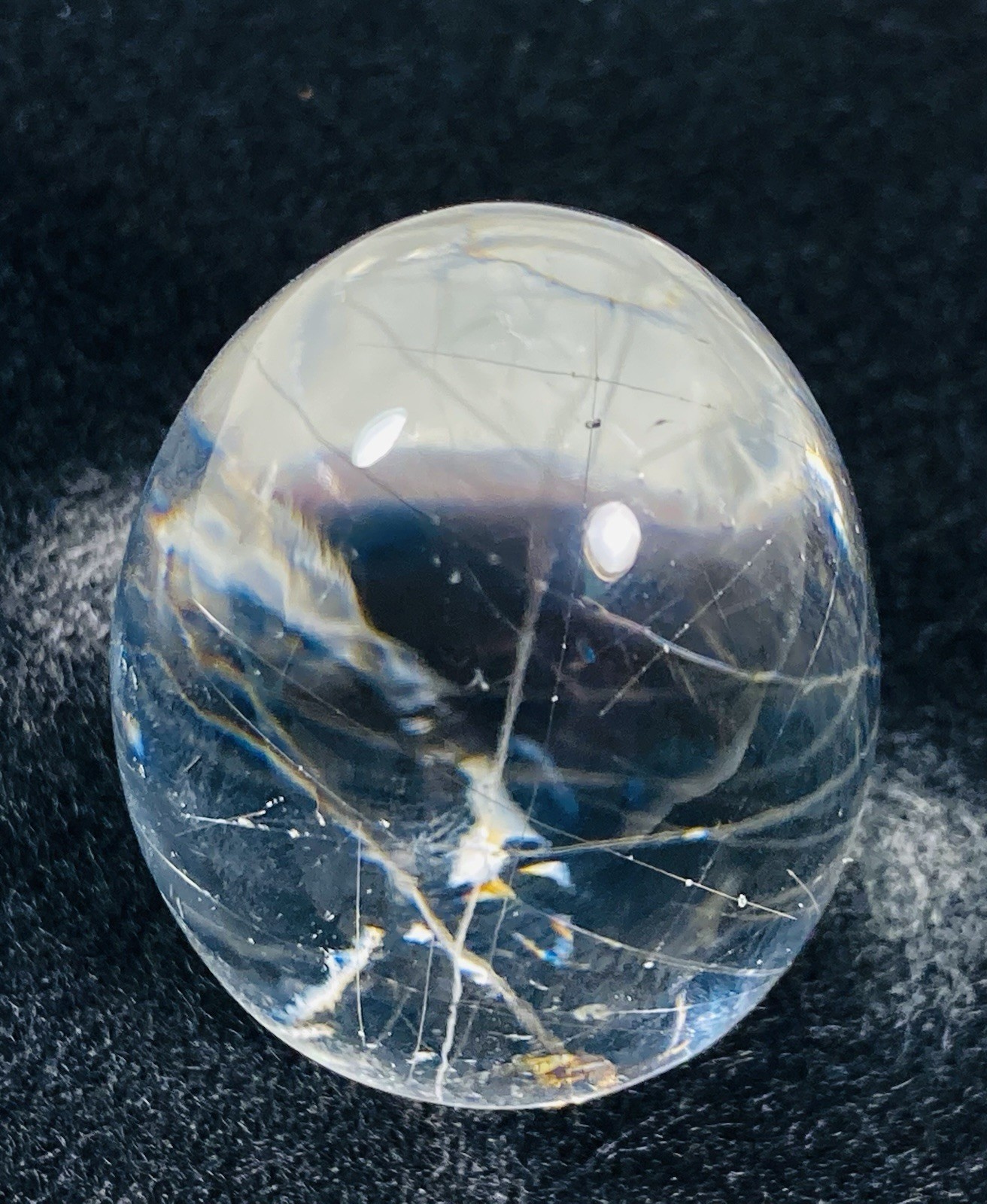 Rutilated Quartz natural fine Egg clear 33 grams 1.5”across hairy mineral