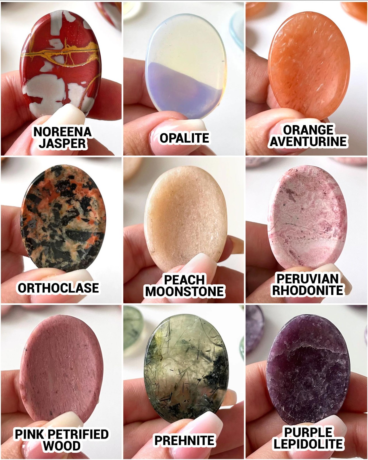 Natural Crystal Worry Stone Pocket Meditation Stone Thumb Stone Crystal Lot