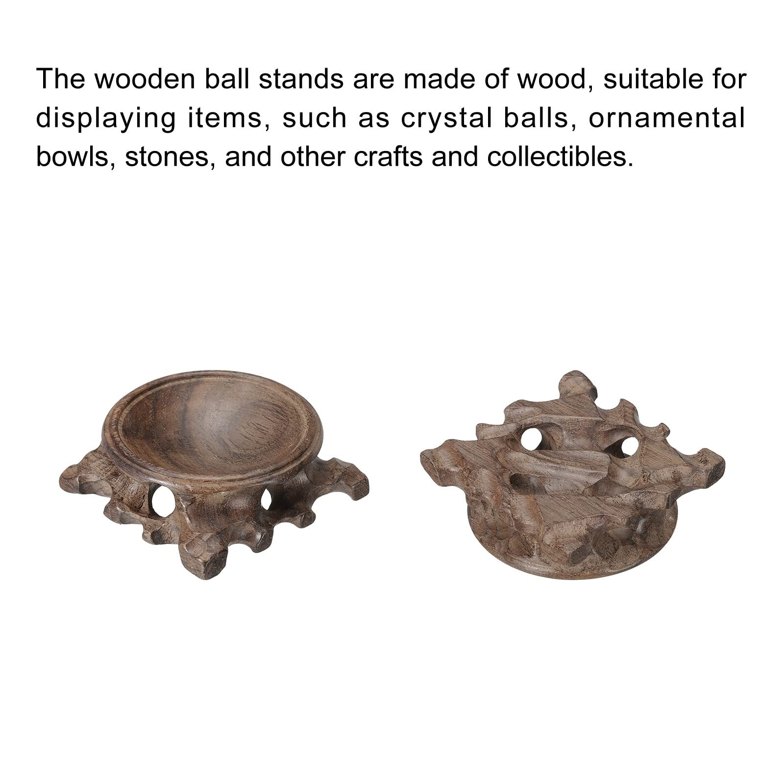 Black Wooden Ball Stand Holder Display Base 60mm Diameter For Crystal Stone
