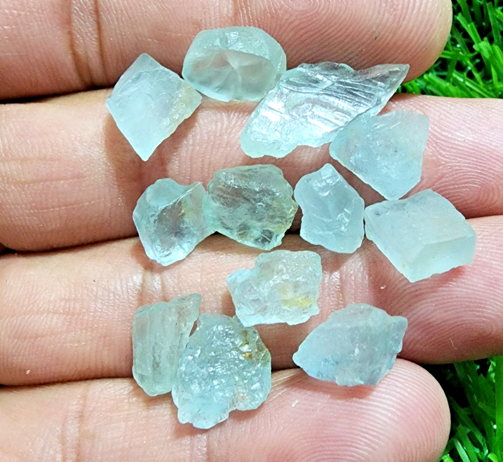 12 Pcs Blue Aquamarine Gemstone Rough Lot 8-20mm Loose Stones Jewelry Making