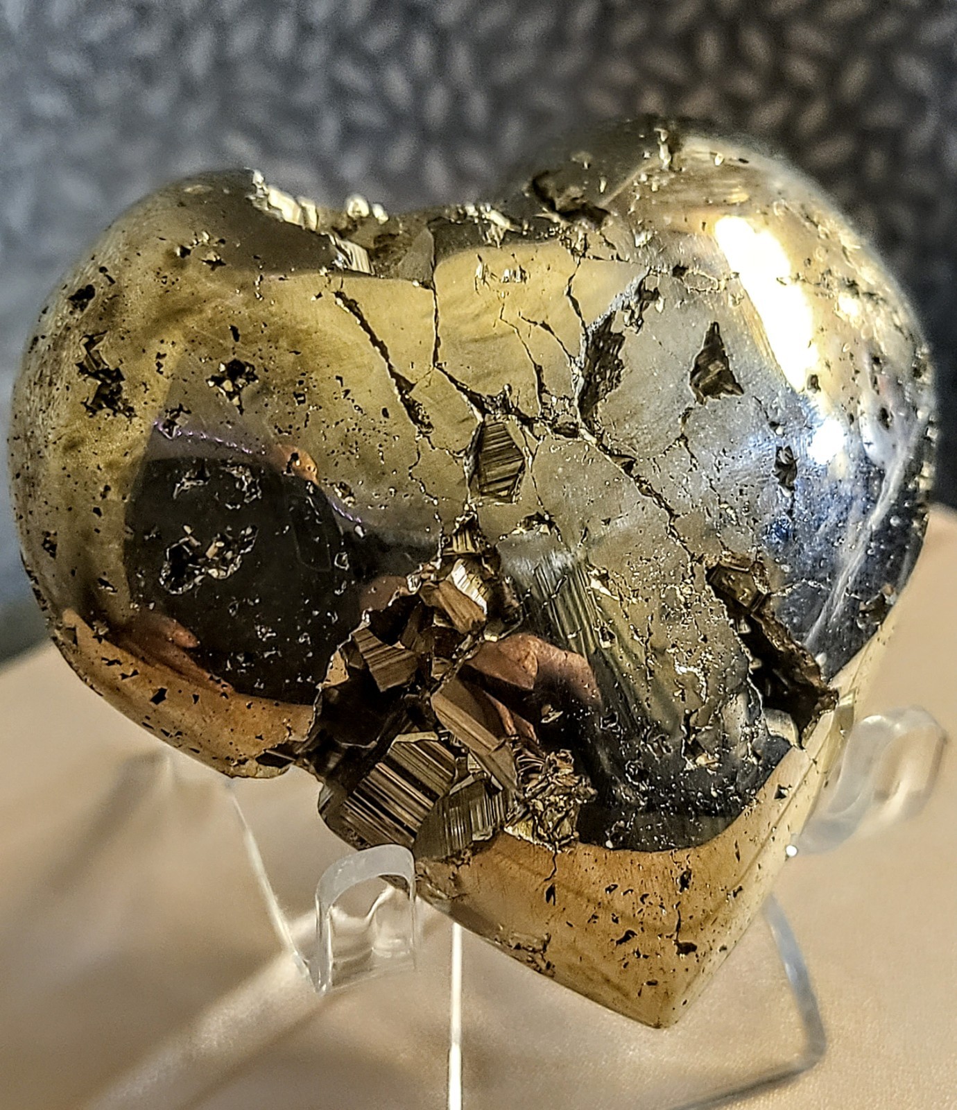 Golden Druzy Peruvian Pyrite Crystal Heart #5