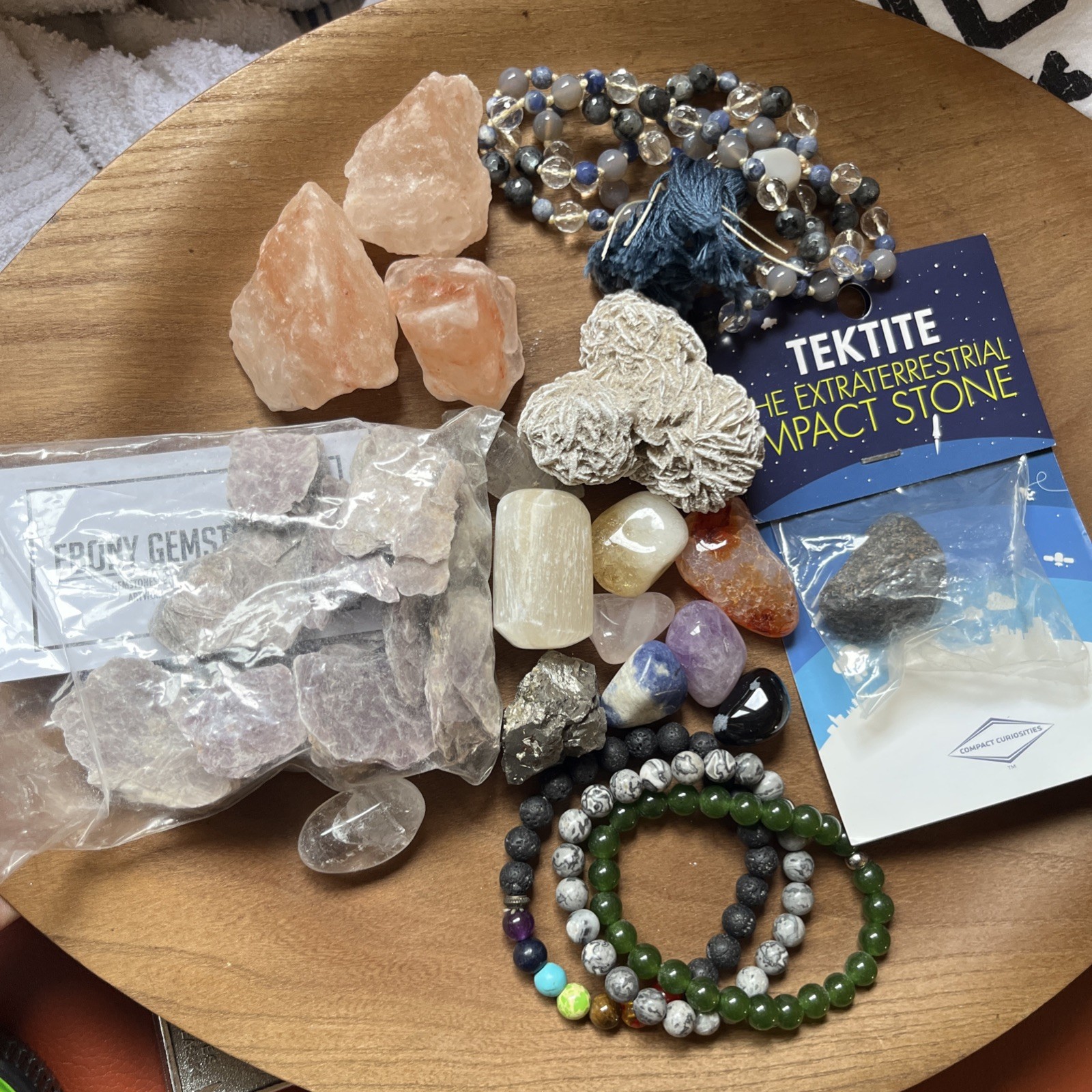 Random lot of assorted crystals and minerals and bracelets/ 1 Beaded Strand