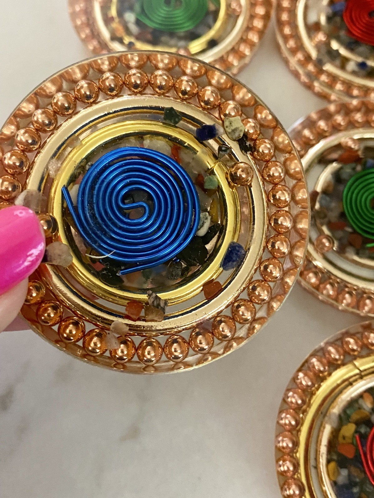 Pocket OG ORGONITE made of COPPER, METAL, QUARTZ CRYSTALS and RESIN Handmade
