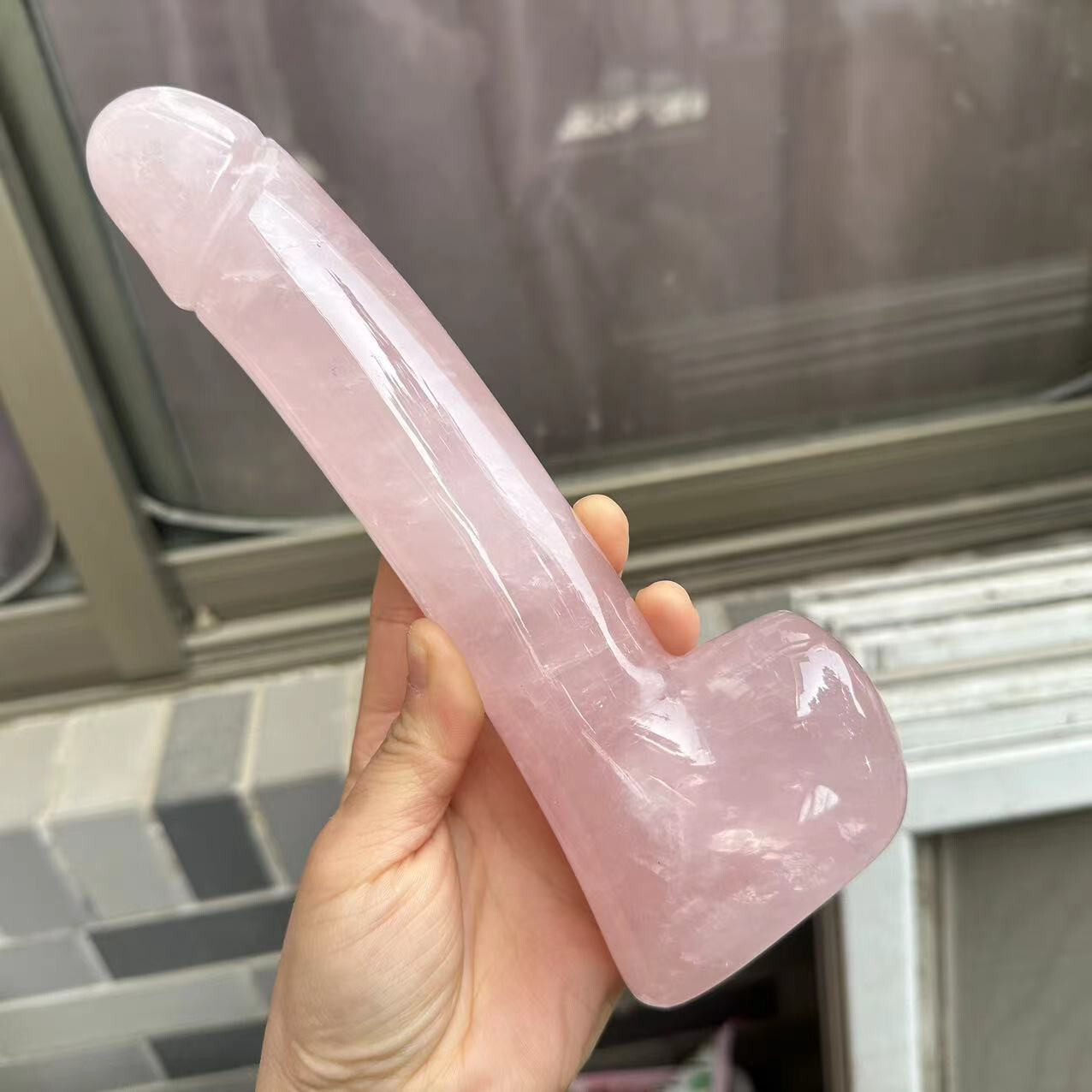 1pc Natural rose quartz Quartz Carved Penis Skull Crystal Reiki Healing