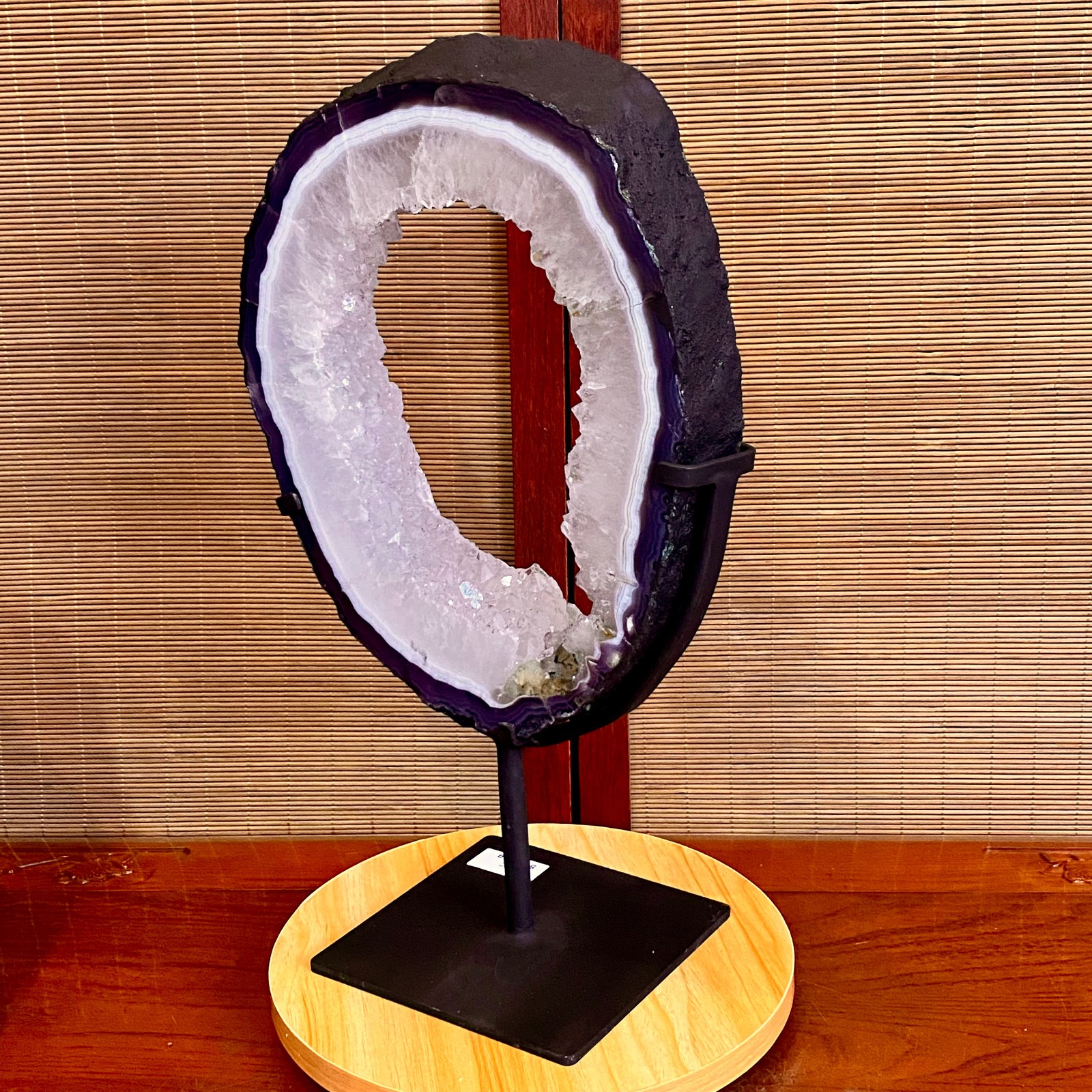 11.13LB Natural Amethyst Cave Crystal Slice Crescent shaped Hand Cut Repai
