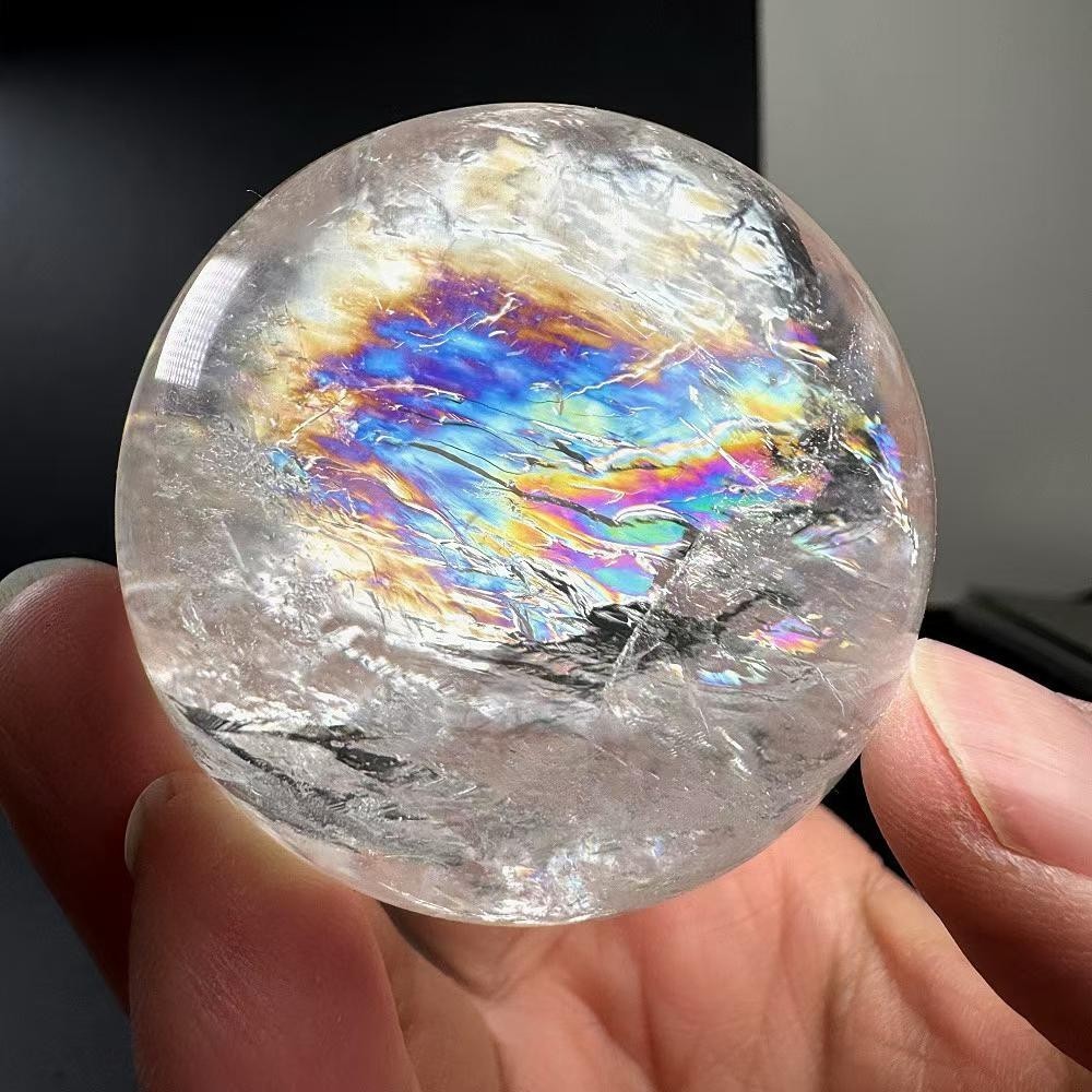 175g Natural Rainbow White Quartz Sphere Crystal Ball Reiki Decor