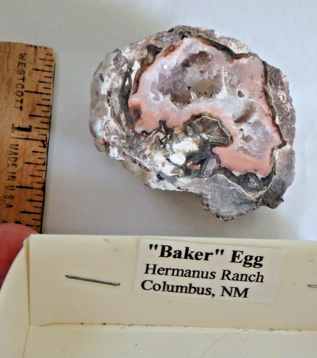 Unusual Baker Egg Geode Hermanus Ranch Columbus MN 65 grams half geode