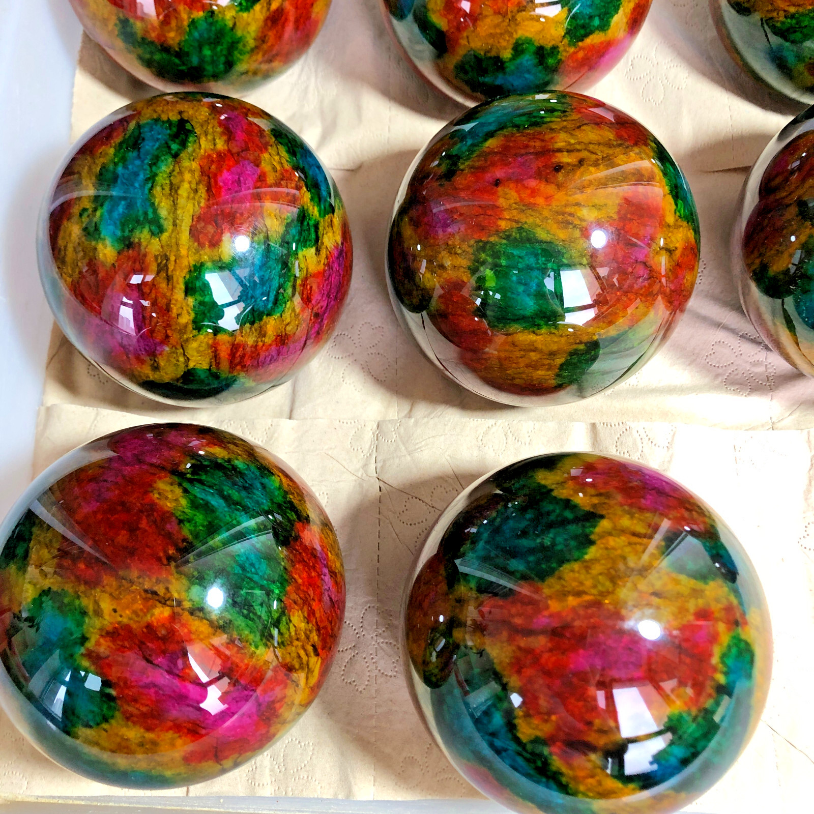 1pcs Natural “Seven Colors Jade” sphere flat bottom specimen Taiwan China 99mm