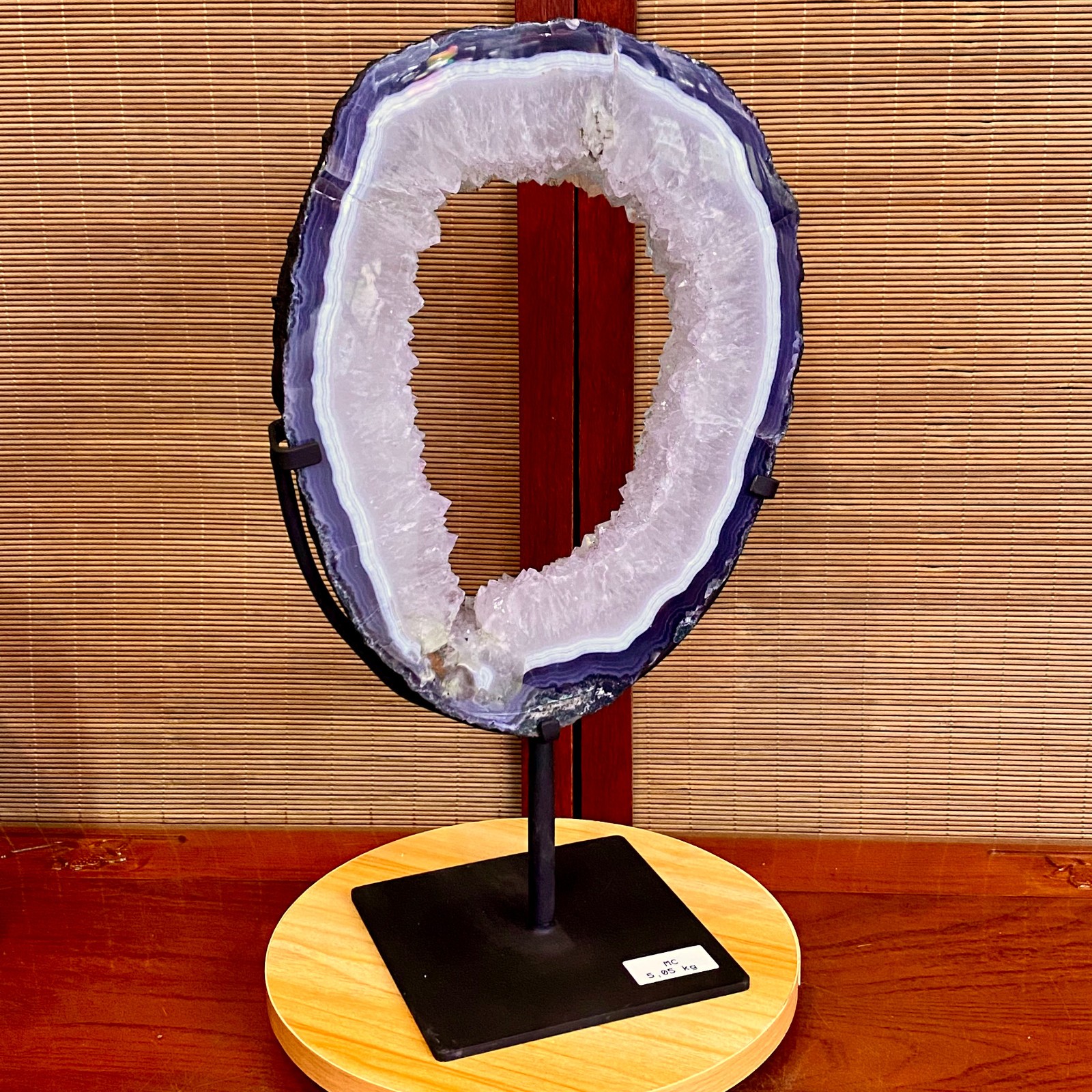 11.13LB Natural Amethyst Cave Crystal Slice Crescent shaped Hand Cut Repai