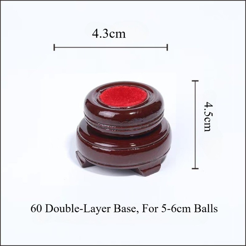 Rosewood Double Layer Rotating Wooden Base Crystal Ball Carving Display Stand