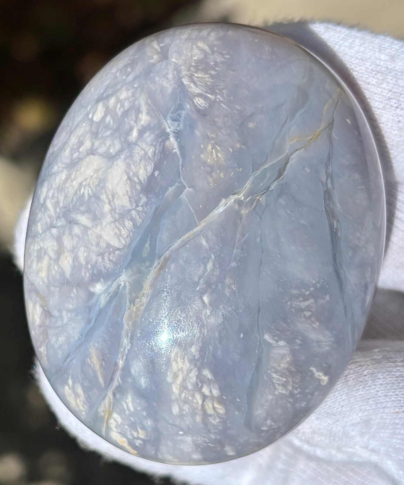 USA SALE LOT 2 “PURPLE” CHALCEDONY PALMSTONES PALM STONE STONES DARK BLUE GRAY