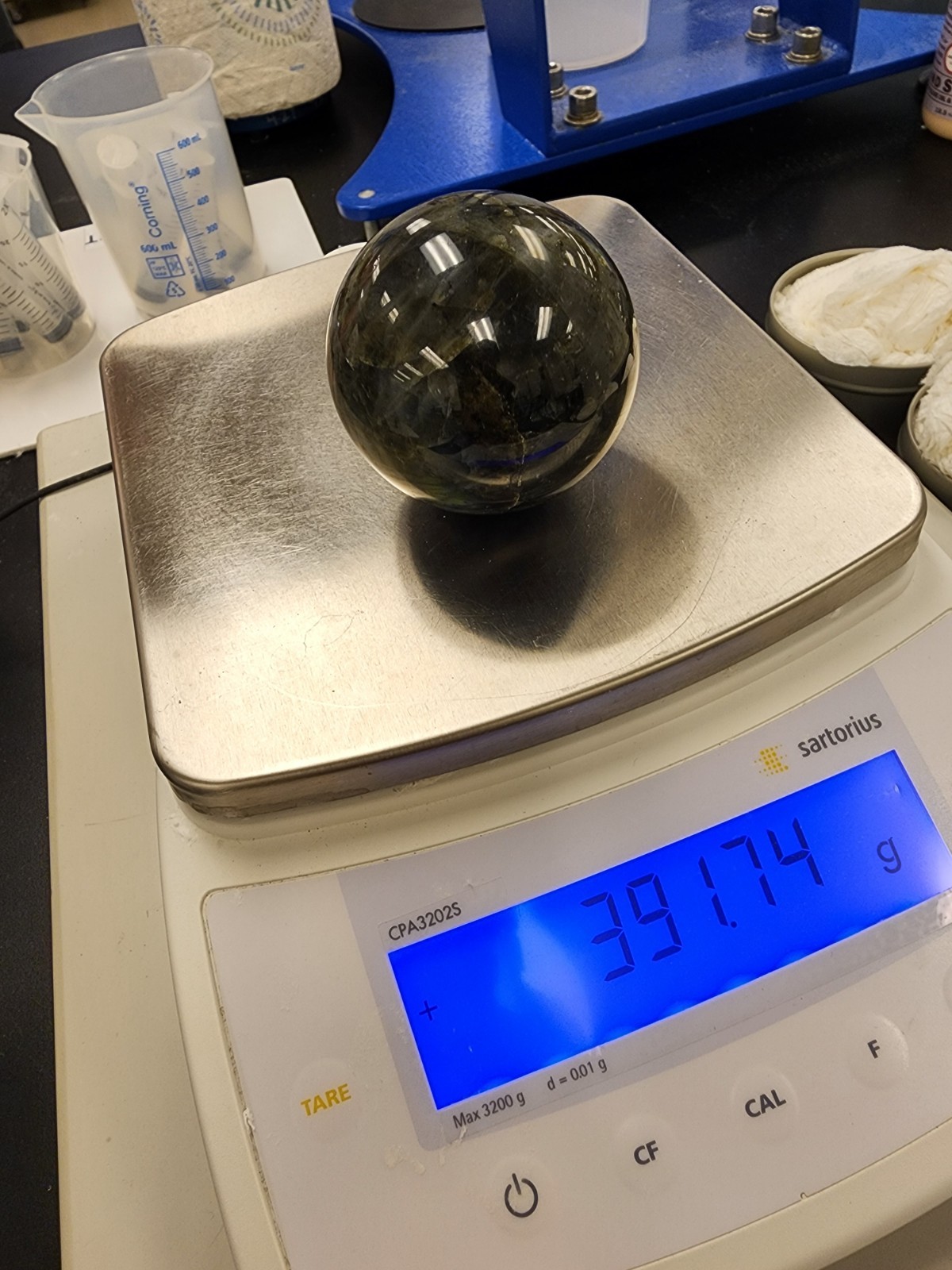 391g Labradorite Crystal Sphere Blue Gold Flash Polished Stone Display Ball