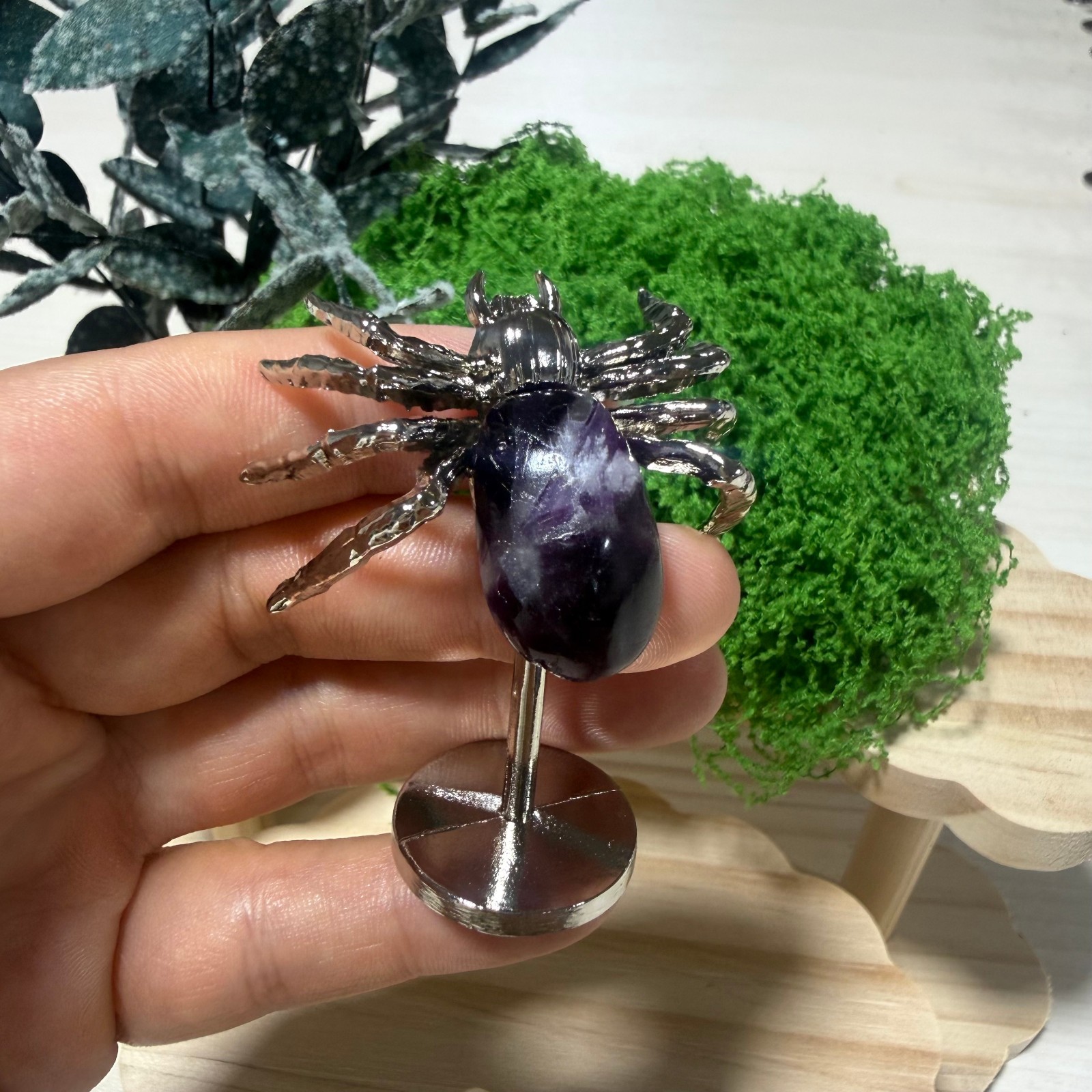 2″ Natural Dream Amethyst hand carved Spider Quartz Crystal heal Gift 1pc