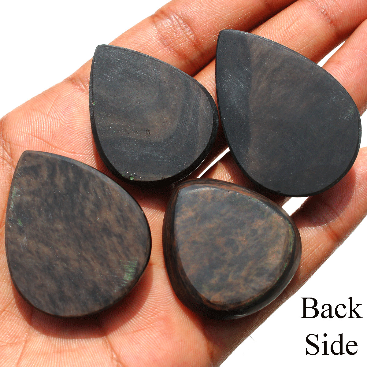 4 Pcs Natural Eye Of Copper Obsidian High Quality Teardrop Crystal Palmstones