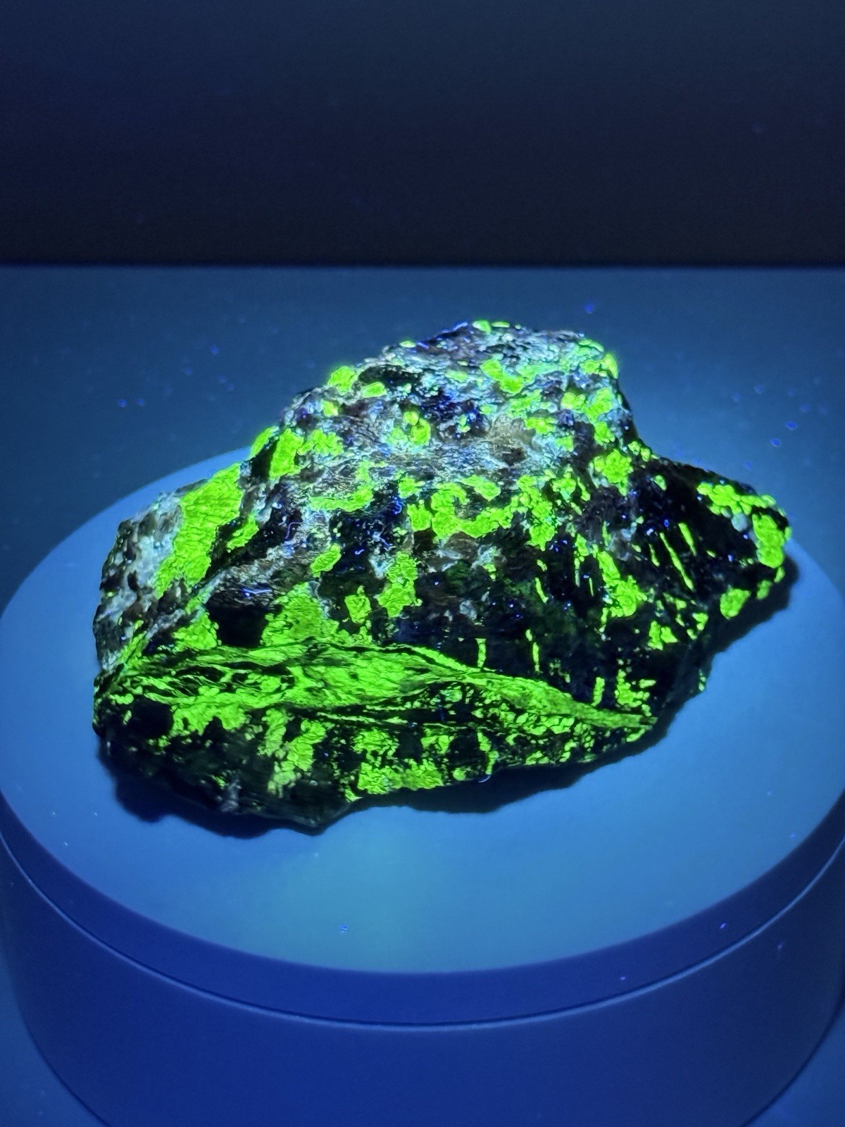 LUMINOUS Hardystonite, Willemite, & Franklinite Fluorescent Mineral Specimen