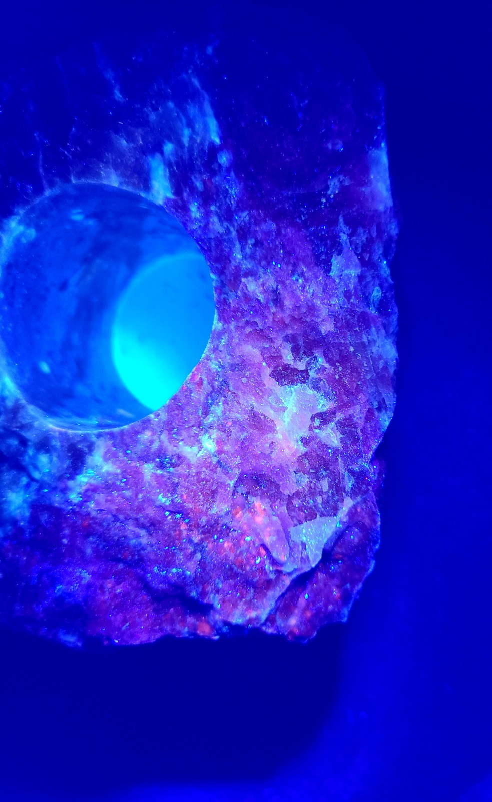 Large Raw 2lb UV Reactive Sodalite Stone Candle or Sphere Holder Tea Light Stand