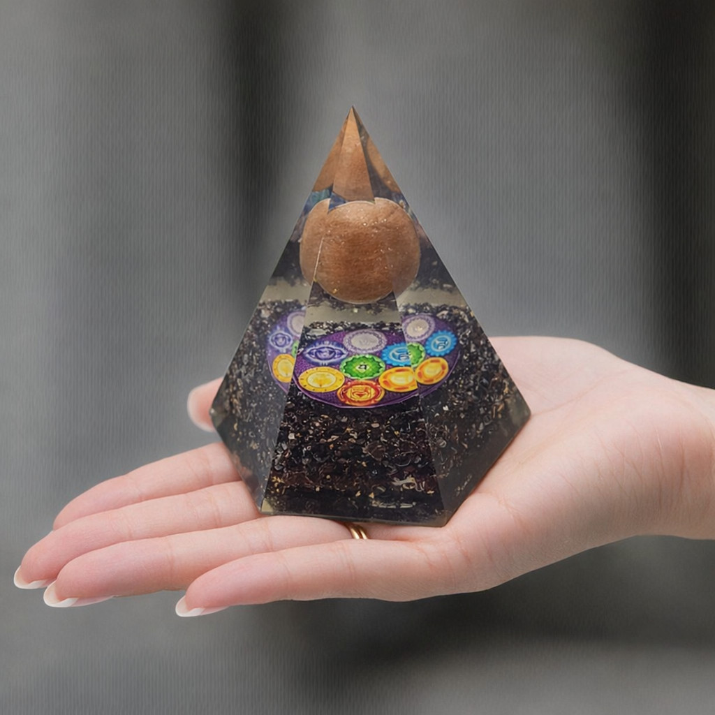 Handmade Garnet Orgone Pyramid – Chakra Healing Energy Tool for Protection