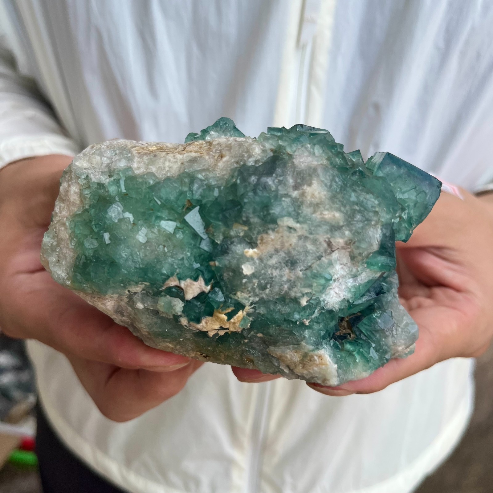 2.1lb NATURAL Green Cube FLUORITE Quartz Crystal Cluster Mineral Specimen