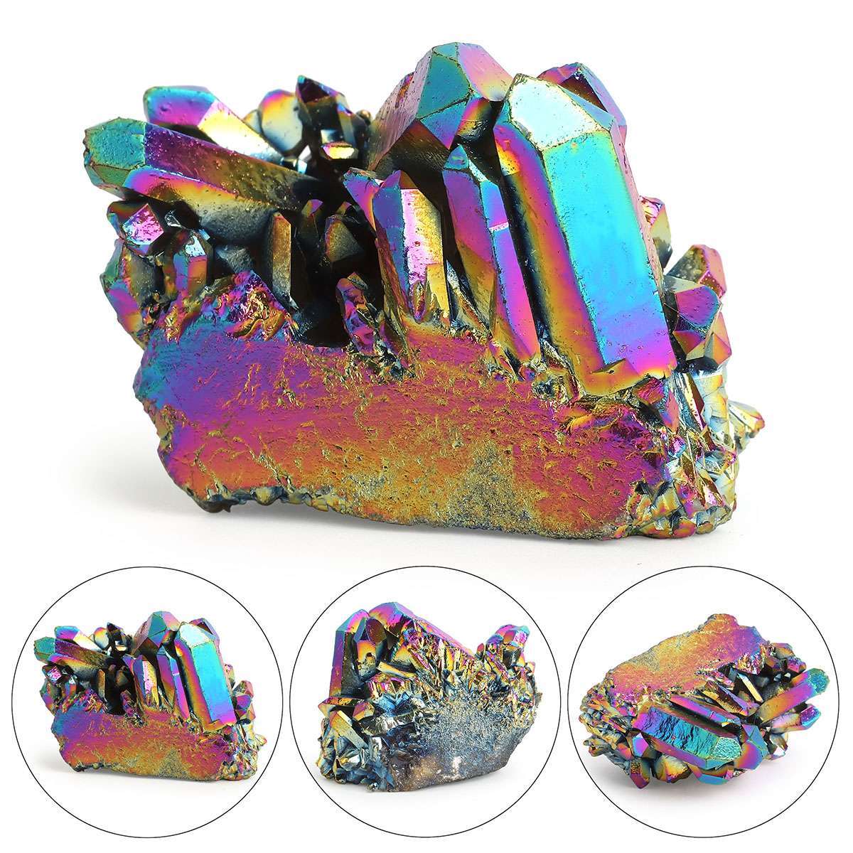 15-100g Natural Quartz Crystal Rainbow Titanium Cluster Mineral Specimen Stone